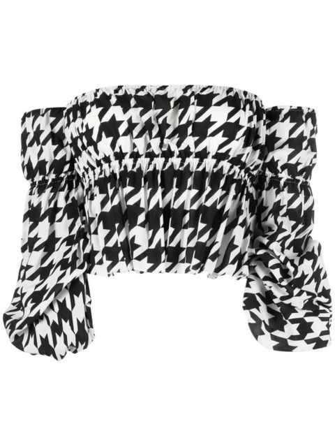 Balmain houndstooth off-shoulder blouse - Black - zdjęcie produktu nr 1