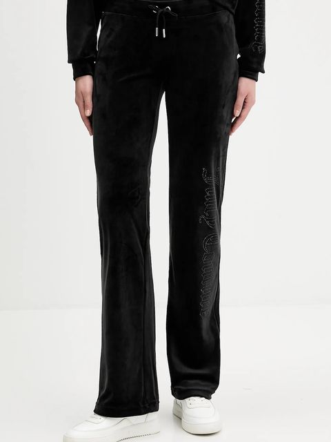 Juicy Couture spodnie dresowe welurowe damskie kolor czarny gładkie JCWBJ225311 - zdjęcie produktu nr 1