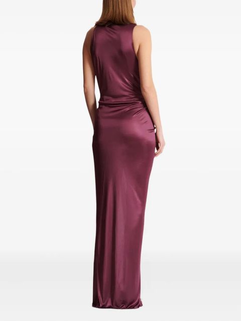 Balmain draped high-neck maxi dress - Red