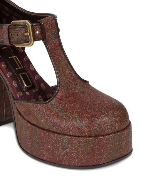ETRO 105mm paisley-print platform pumps - Brown