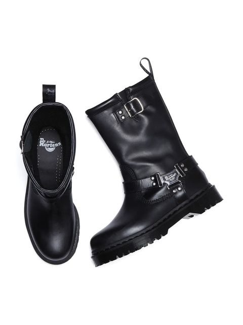 Dr. Martens botki skórzane Anistone Hi damskie kolor czarny na platformie DM32199001