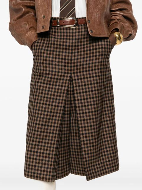 Saint Laurent gingham-check straight-leg culottes - Brown