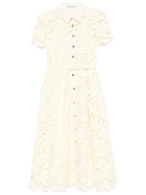 Self-Portrait lace collared midi dress - Yellow