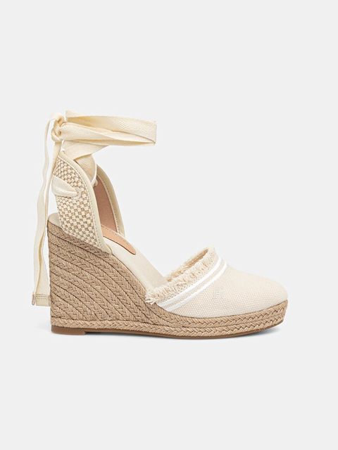 Tommy Hilfiger espadryle FRINGE CANVAS HIGH WEDGE kolor beżowy na koturnie FW0FW08878 - zdjęcie produktu nr 2
