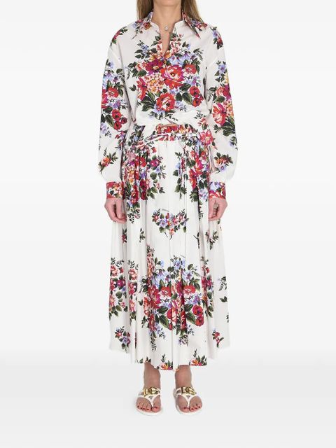 Dolce & Gabbana floral-print knotted shirt - White