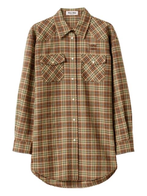 Miu Miu plaid snap-fastening shirt - Brown - zdjęcie produktu nr 1
