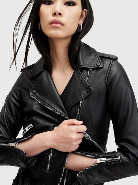 AllSaints kurtka skórzana BALFERN BIKER damska kolor czarny przejściowa W084LB - zdjęcie produktu nr 2
