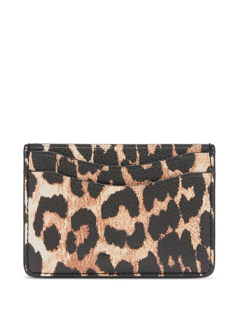 GANNI Bou leopard-print cardholder - Brown
