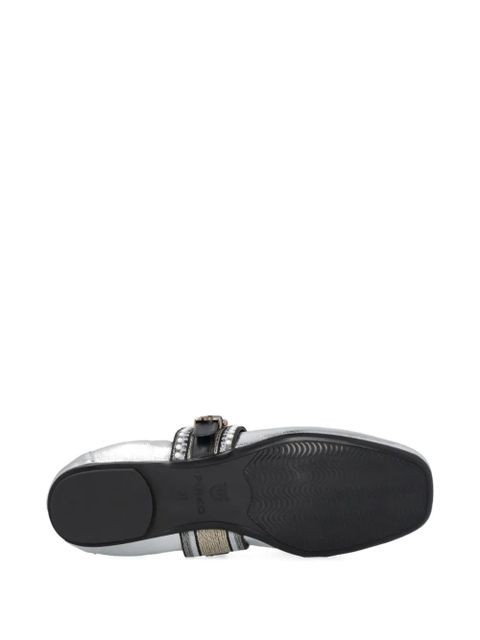 PINKO pearl-embellished buckle ballet flats - Grey
