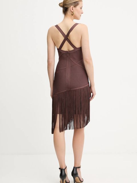 Herve Leger sukienka Josephine kolor brązowy mini dopasowana FRI8513807