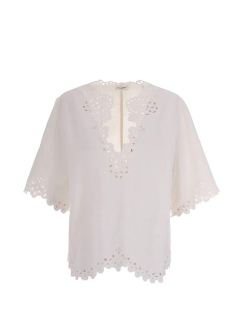 MARANT ÉTOILE embroidered V-neck top - White - zdjęcie produktu nr 1