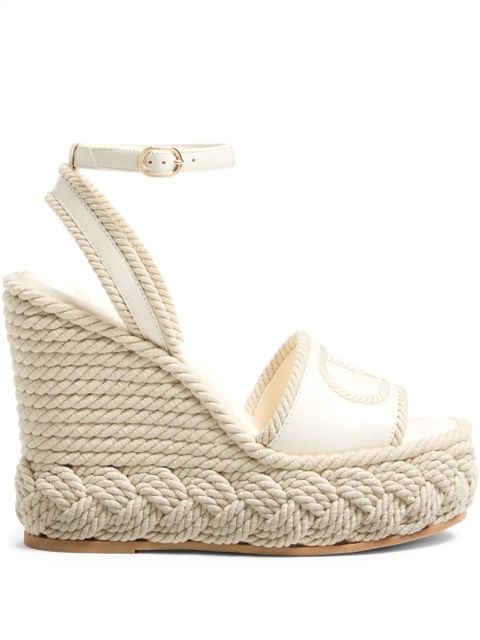 Valentino Garavani 130mm VLogo Torchon wedge sandals - White