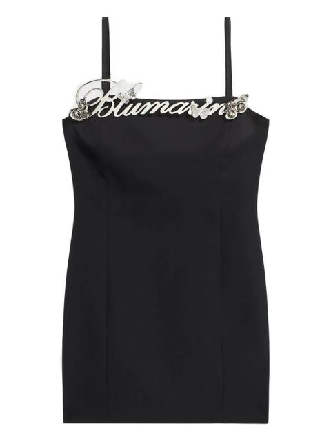 Blumarine logo-rose-embellishment mini dress - Black - zdjęcie produktu nr 1
