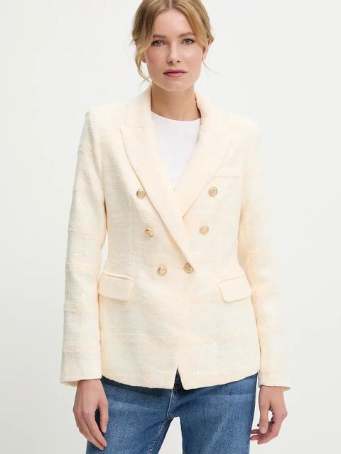 Answear.LAB marynarka kolor beżowy jednorzędowa gładka - zdjęcie produktu nr 1