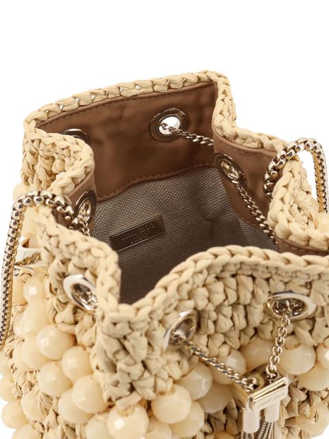 Jimmy Choo beaded ring bucket bag - Neutrals