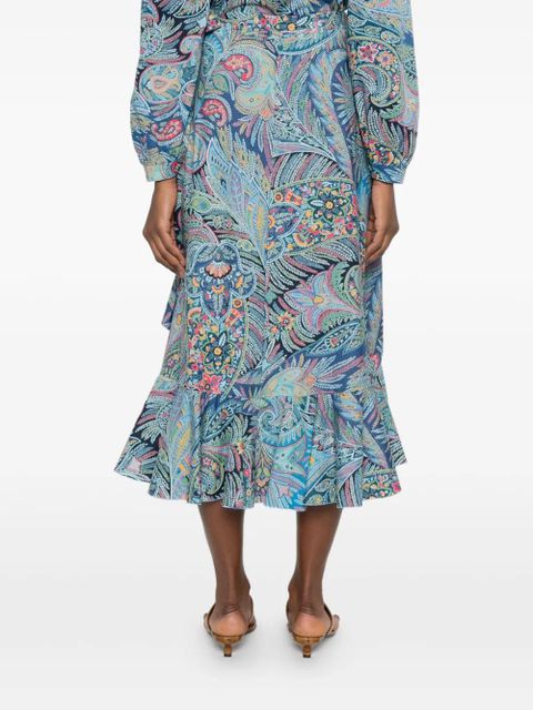 ETRO ruffled paisley skirt - Blue