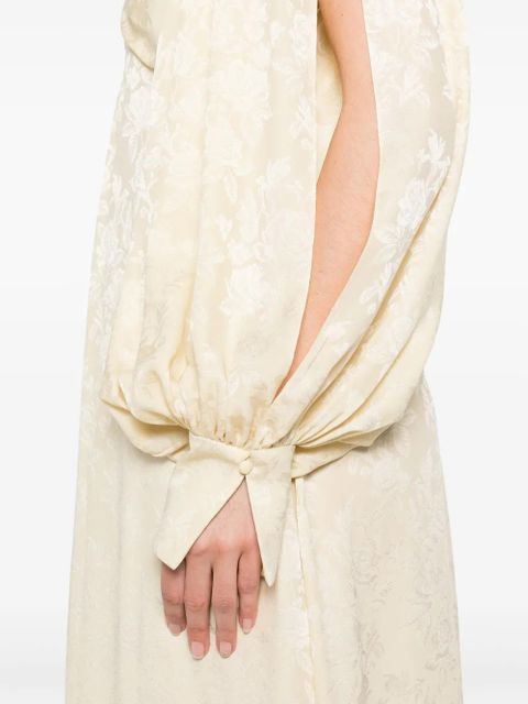 Chloé floral-jacquard ruched midi dress - Neutrals