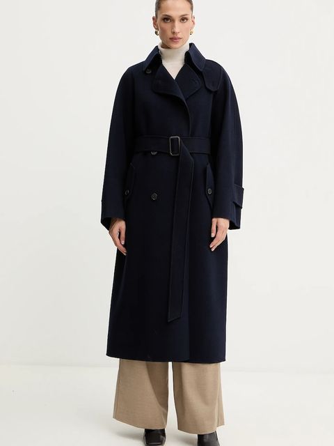 Weekend Max Mara płaszcz wełniany CADINE kolor granatowy 2525016022600 - zdjęcie produktu nr 1