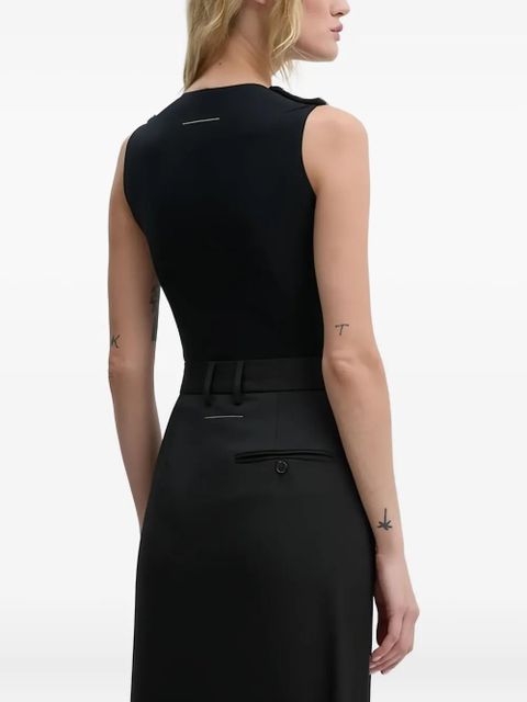MM6 Maison Margiela logo-patch sleeveless top - Black - zdjęcie produktu nr 2