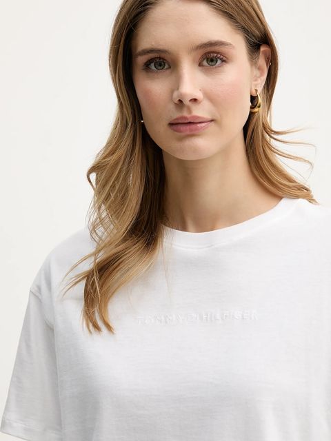 Tommy Hilfiger t-shirt bawełniany damski kolor beżowy UW0UW06236