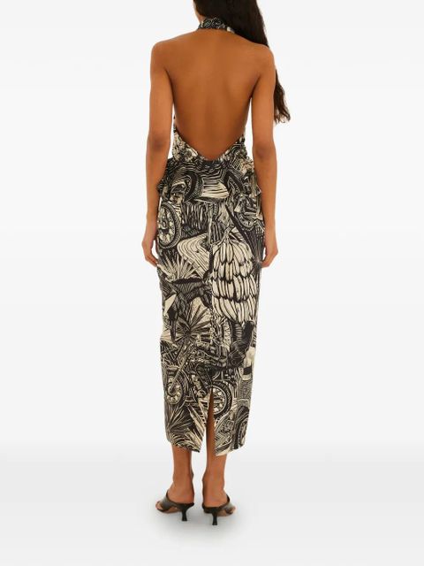 FARM Rio graphic-print embroidered dress - Black