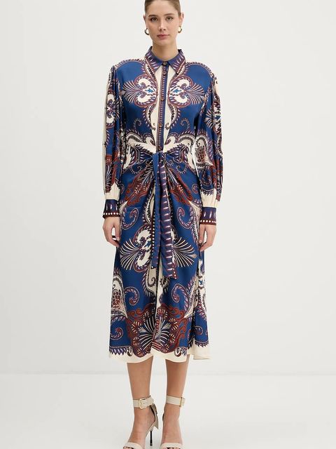 Farm Rio sukienka kolor niebieski midi rozkloszowana 344129 - zdjęcie produktu nr 1