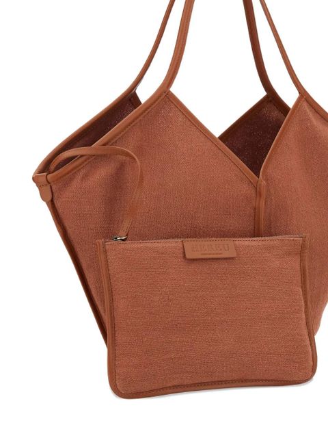Hereu leather-trim tote bag - Brown