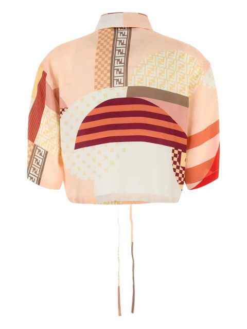 FENDI graphic-print cropped shirt - Pink - zdjęcie produktu nr 2