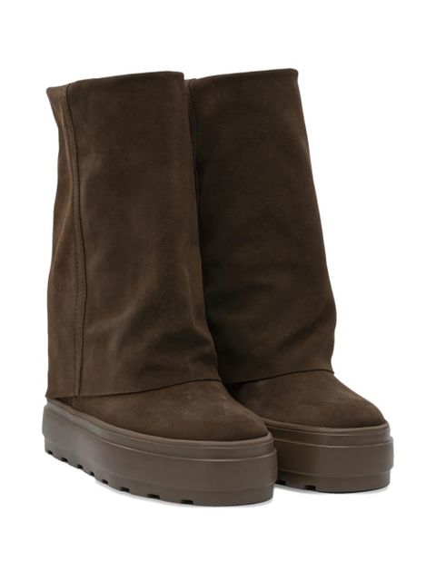 Casadei folded platform ankle boots - Brown