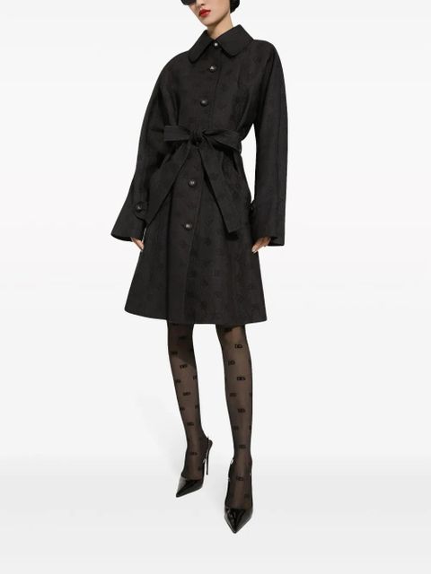 Dolce & Gabbana logo-jacquard belted trench coat - Black - zdjęcie produktu nr 2
