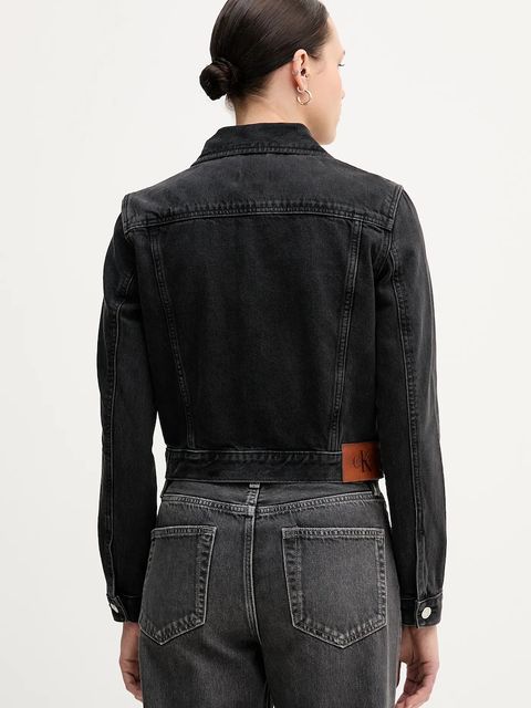 Calvin Klein Jeans kurtka jeansowa kolor czarny przejściowa LV047C658G