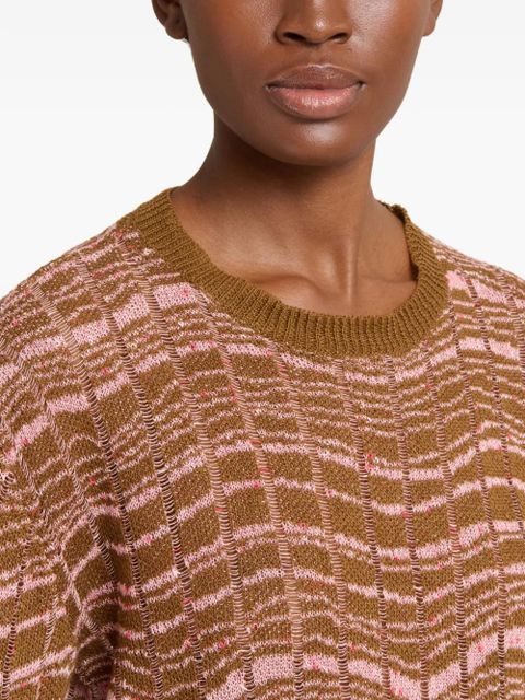 Marni jacquard-pattern laddered sweater - Brown