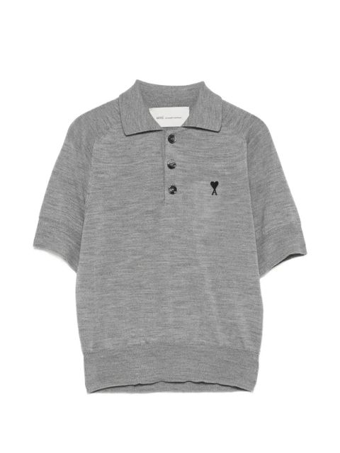 AMI Paris logo-embroidered polo shirt - Grey - zdjęcie produktu nr 1