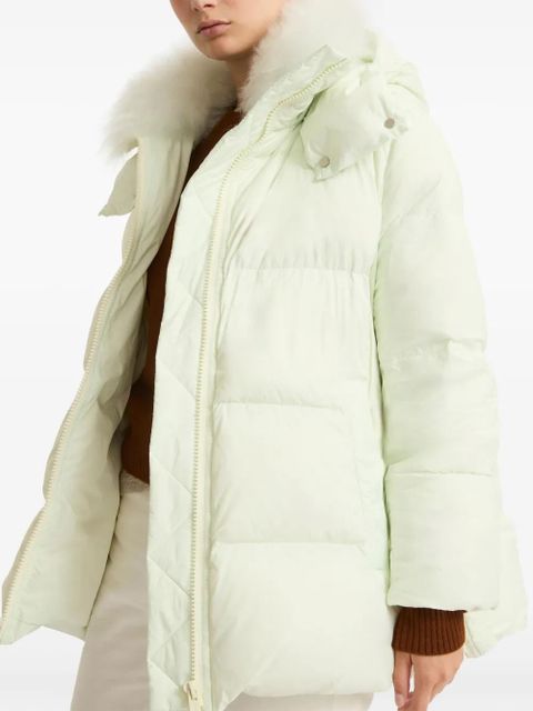 Yves Salomon shearling-trimmed down jacket - Green