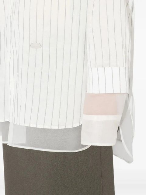 Jean Paul Gaultier striped sheer-panel shirt - White