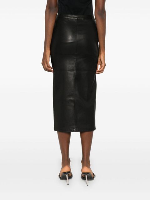 Rabanne gathered-detail leather skirt - Black