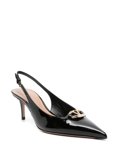Valentino Garavani VLogo leather slingback pumps - Black - zdjęcie produktu nr 2