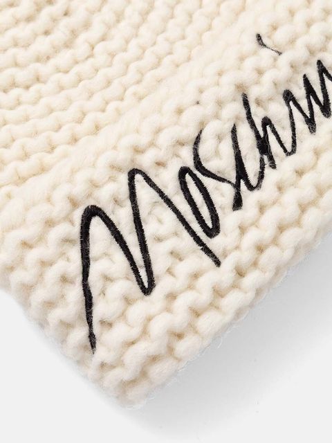 Moschino czapka wełniana kolor beżowy z grubej dzianiny wełniana M3170 65423 - zdjęcie produktu nr 2