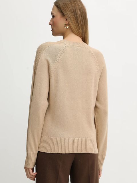 Armani Exchange sweter z dodatkiem wełny damski kolor beżowy lekki XW001335 AF13774