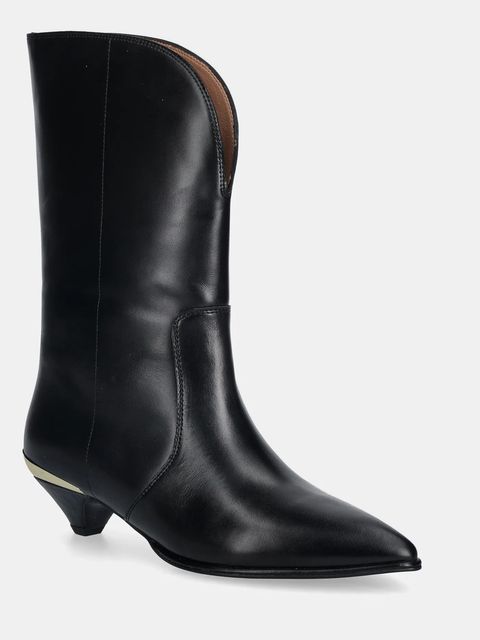 Love Moschino botki skórzane kolor czarny na małym obcasie JA24363G0NIA0000