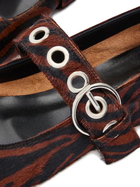 Aeyde Uma zebra-print ballet flats - Brown