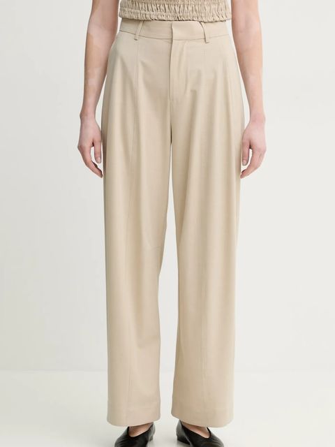 ISABELLE BLANCHE spodnie damskie kolor beżowy szerokie high waist IS25SS-P024-T003 - zdjęcie produktu nr 1