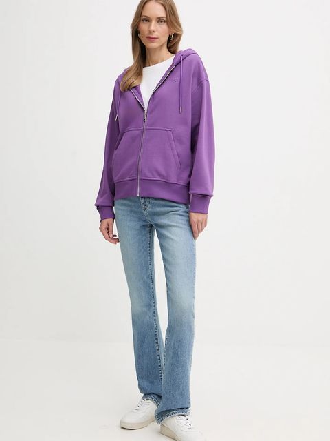 Calvin Klein Jeans bluza damska kolor fioletowy z kapturem gładka LV047B237G - zdjęcie produktu nr 2