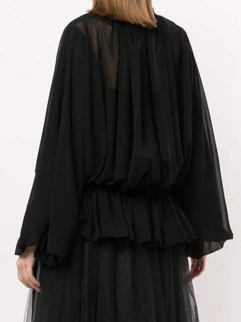 Comme Des Garçons draped semi-sheer blouse - Black