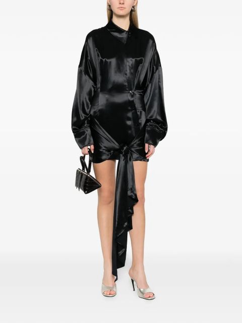 The Attico knot long-sleeve mini dress - Black - zdjęcie produktu nr 2