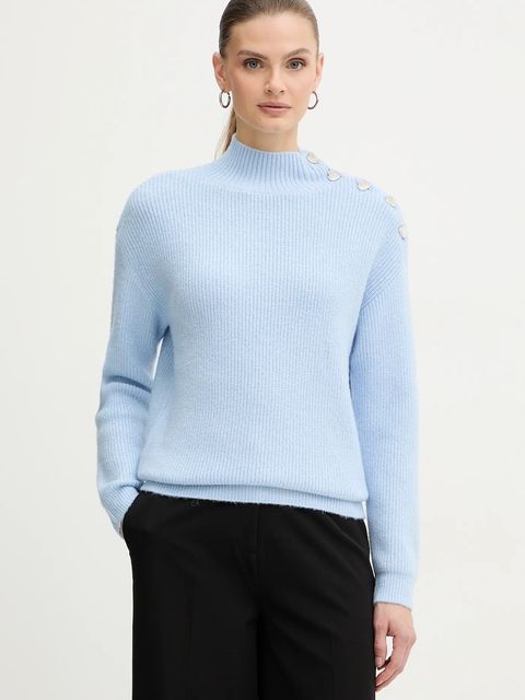 Morgan sweter z domieszką wełny MSTORI damski kolor niebieski z półgolfem MSTORI - zdjęcie produktu nr 1