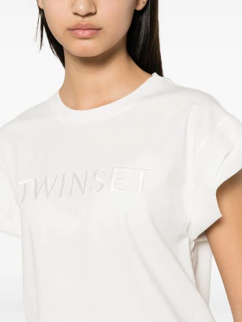 TWINSET logo-embroidered cap-sleeve T-shirt - White