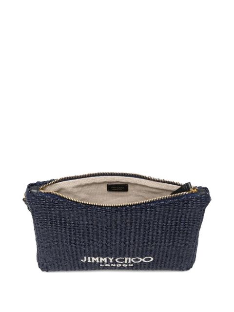 Jimmy Choo woven logo-print clutch bag - Blue