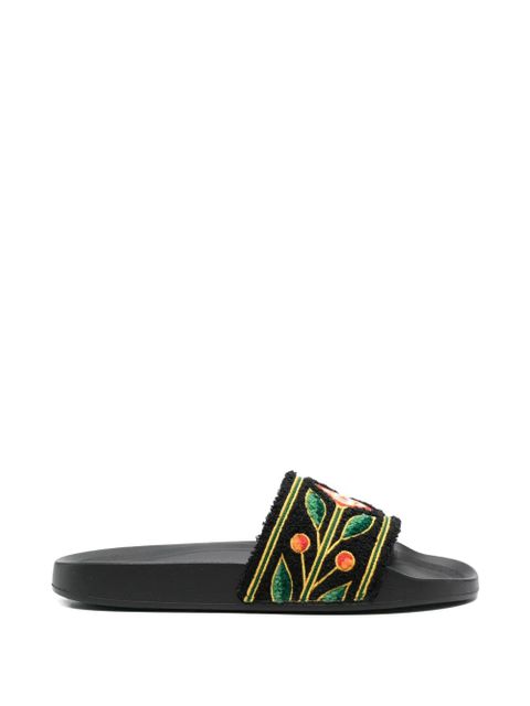 Casablanca floral-pattern slides - Black - zdjęcie produktu nr 1