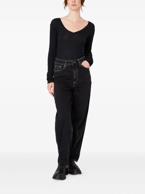 American Vintage Massachusetts long-sleeve v-neck top - Black - zdjęcie produktu nr 2